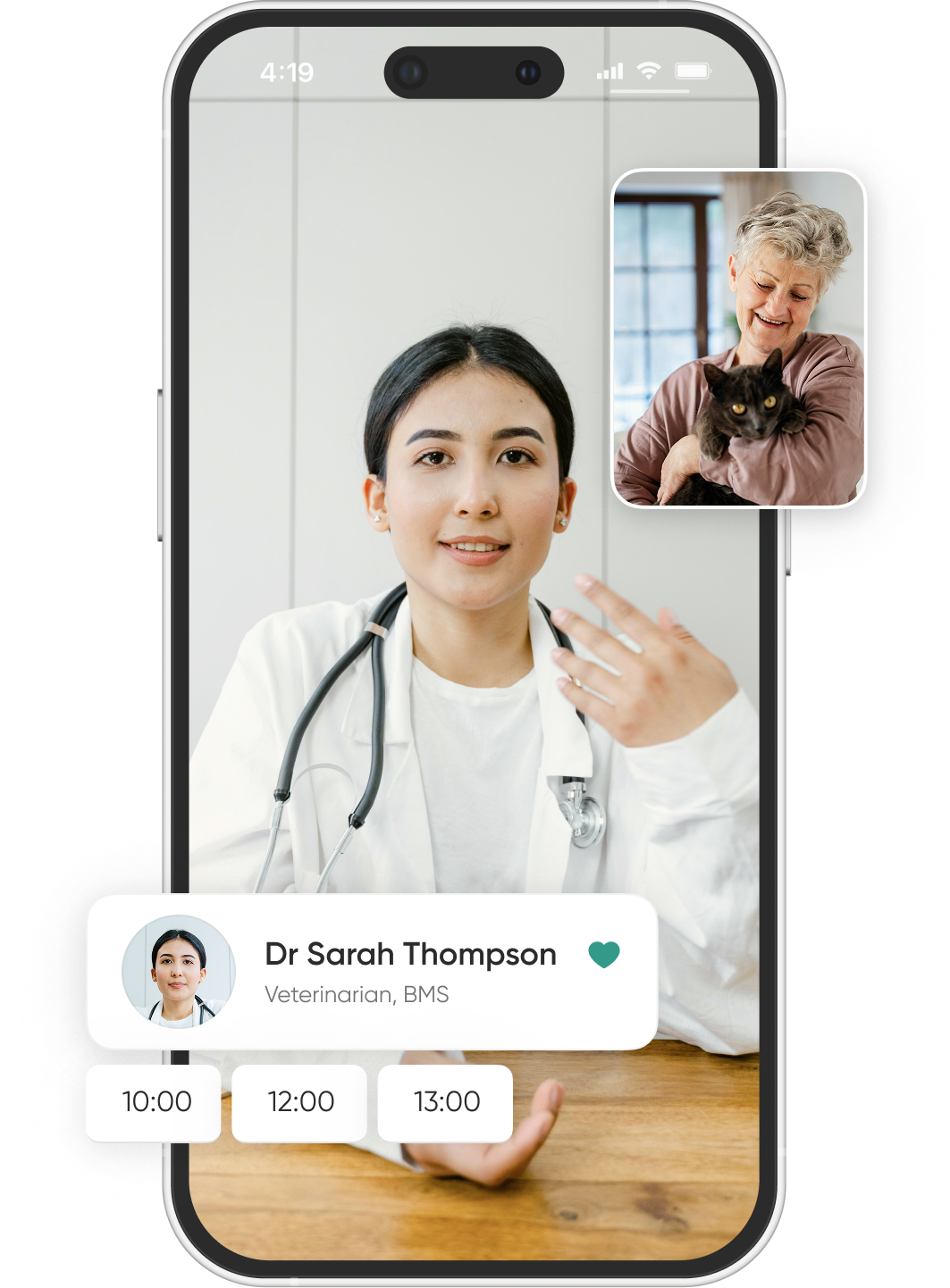 Veterinarian video consultation on phone